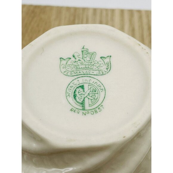 Vintage Pottery by Belleek Ireland Carlingford Crimped Cache Pot Shamrock & Rose - Picture 7 of 7